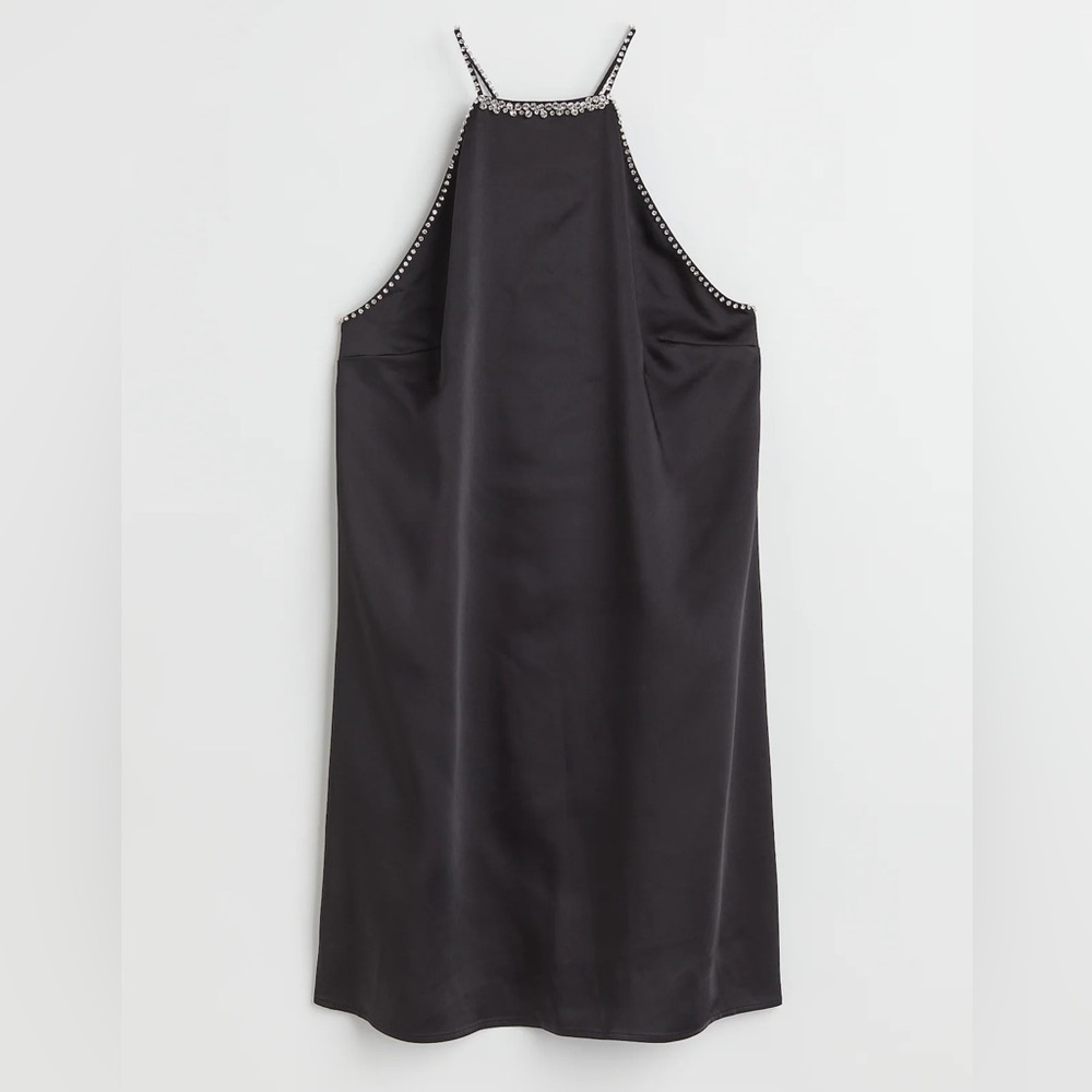 Zara Rhinestone Trimmed Satin Dress
